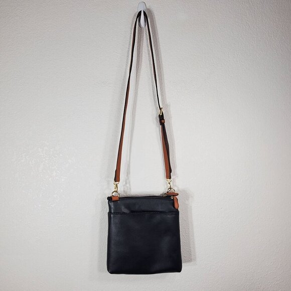 U.S. Polo Assn. Black & Tan Crossbody Bag Purse Embossed Logo & Adjustable Strap - Picture 9 of 12